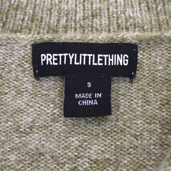 NEW Pretty Little Thing 2 Piece Knit Pant /Crop Top Sweater Moss Green Sz S - Picture 6 of 7